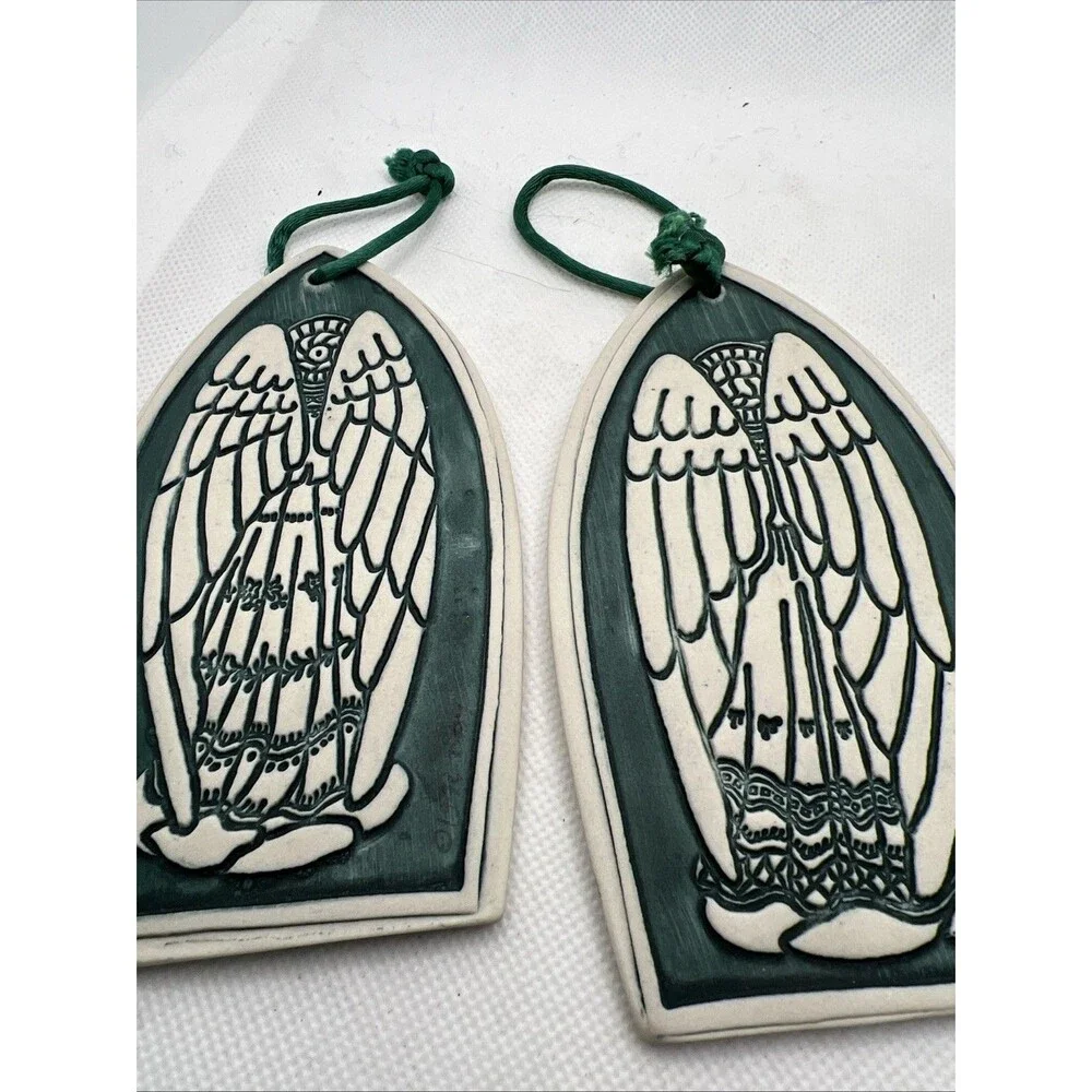 2 angel music musician christmas ornaments unique classic horn guitar green